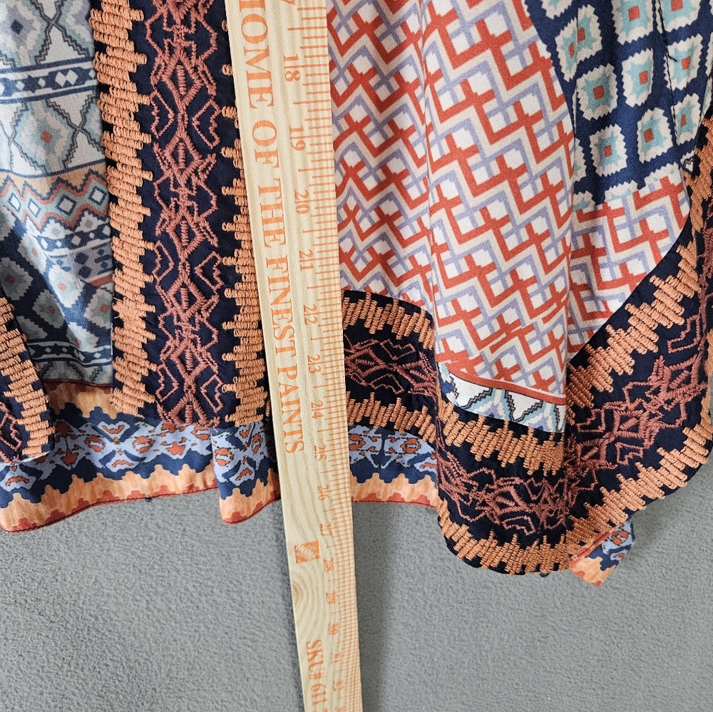 Tolani Collection O/S Kimono Duster Cardigan Boho Open Front Floral & Geometric - Picture 6 of 10